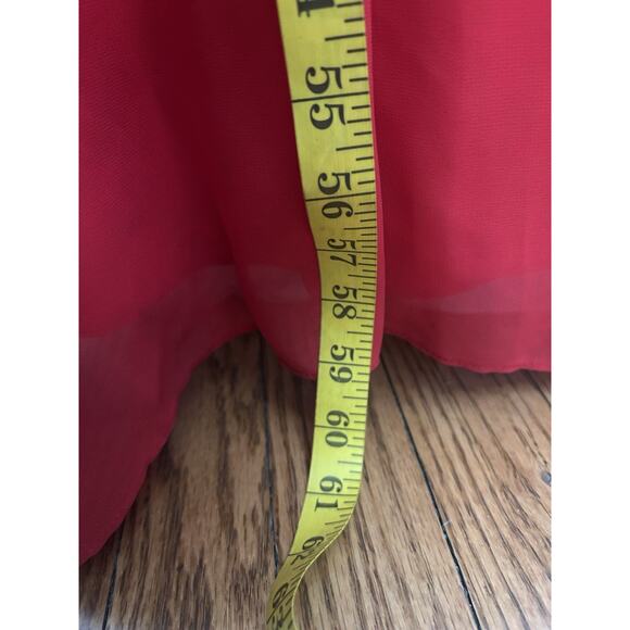 Azazie Halter Chiffon Maxi Bridesmaid Dress Womens Size A4 Red Classic Colorful - Picture 10 of 10